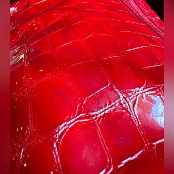 Brighton Red Vintage Luxury Cher Mini Bag Crossbody Crocodile Embossed Leather - Picture 8 of 9